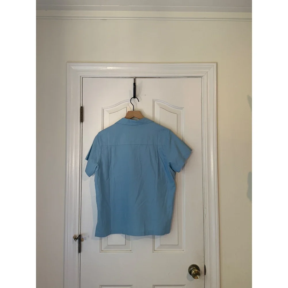 Big Bud Press | Pantry Button-Up Small Blue Unisex Linen Cotton Short Sleeve - Picture 5 of 9